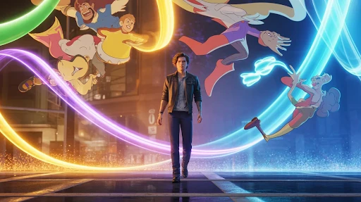 A combination of live-action and animation